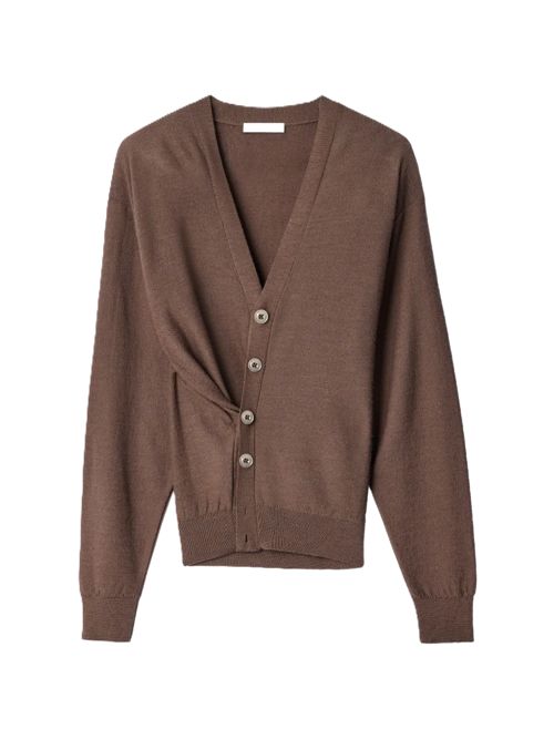 LEMAIRErelaxed twisted cardigan in merino blend Lemaire | PO0052LK1063BR310 SHITAKE